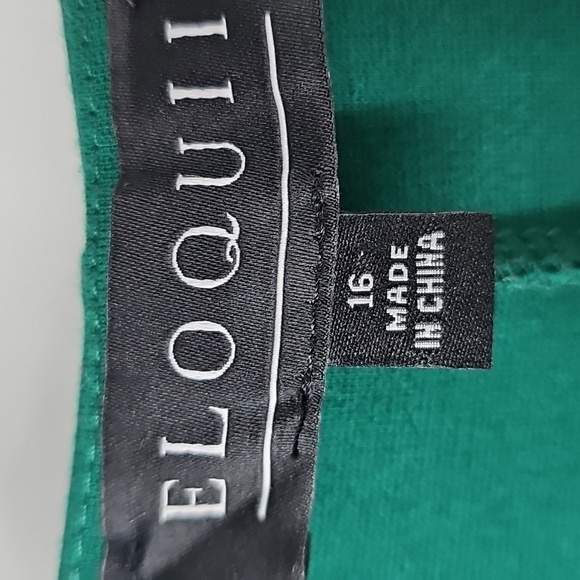 Eloquii Sz:16 Forest Green Flutter Sleeve Wrap Peplum Top Cottagecore Coquette - Picture 3 of 16